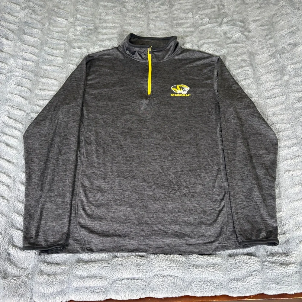 Colosseum Mizzou Missouri Tigers Mens Medium 1/4 Zip Pullover Heather Gray AR826